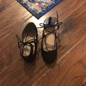 Lace Up Black Flats
